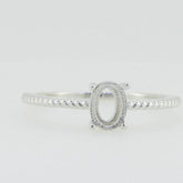 Delicate Sterling Silver Semi Mount Ring Setting OV 7x5mm Solitaire Wh - Syzjewelry